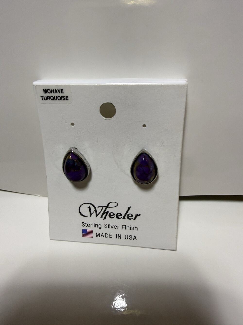 Vintage Y2K Wheeler Mohave Turquoise Earrings Sterling Silver Finish USA Western